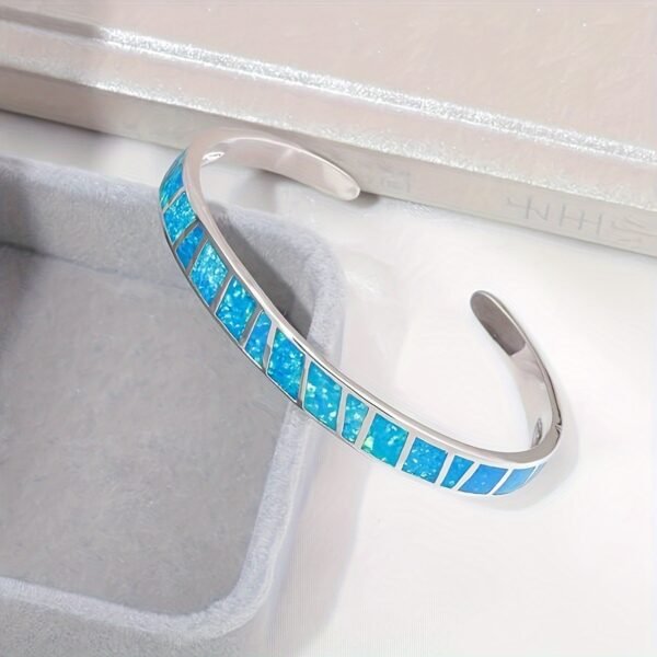 One Unique Vintage-Inspired Classic Blue Cuff Bangle - Timeless Elegant Design, Trendy Accessory, New Arrival 2023, Perfect for Any Occasion - Image 7