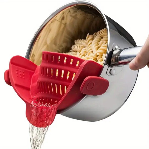 1pc Universal Silicone Strainer - Snap-On, Adjustable Fit for Various Cookware - Hassle-Free Draining for Pasta, Veggies & More - Image 7