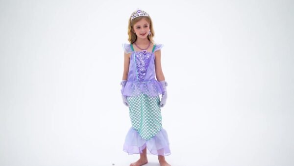 Princess Mermaid Dress Costume for Girls, Birthday Party Cosplay Outfit Kids Clothes - Image 7