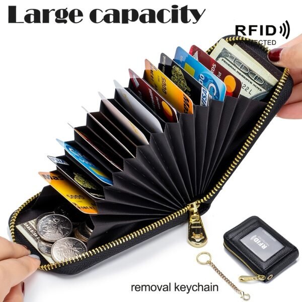 Premium RFID Blocking Card Holder Wallet - Secure Zip Around Design with Multiple Compartments for Easy Organization - Stylish Casual Style for Everyday Use - Image 6