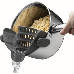 1pc Universal Silicone Strainer - Snap-On, Adjustable Fit for Various Cookware - Hassle-Free Draining for Pasta, Veggies & More