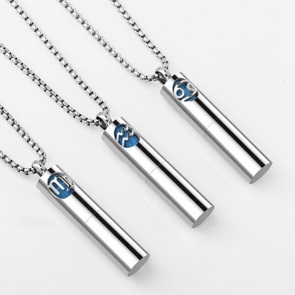 Trendy Titanium Steel Zodiac Perfume Essential Oil Aromatherapy Pendant Necklace for Men - Image 14