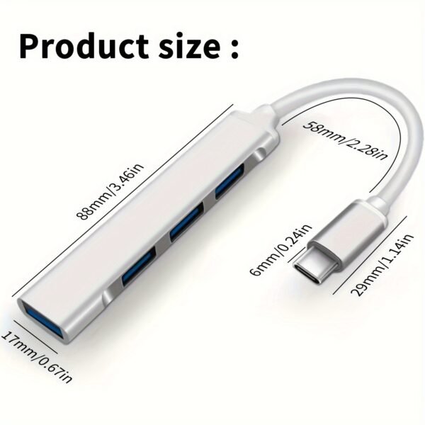 Boost Your Productivity with this 4-in-1 USB C Hub - Compatible with MacBook, Mac Pro, Mac Mini, IMac, Surface Pro, XPS, PC, Flash Drive, Mobile Hard Drive - Image 2