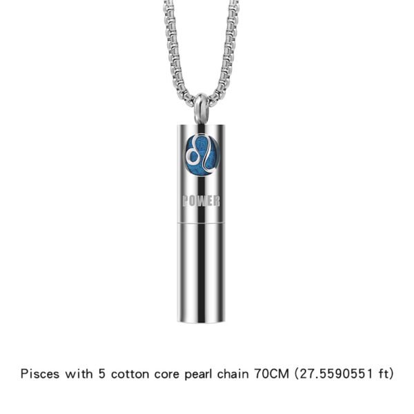 Trendy Titanium Steel Zodiac Perfume Essential Oil Aromatherapy Pendant Necklace for Men - Image 15