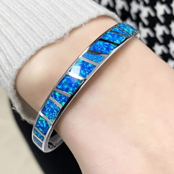 One Unique Vintage-Inspired Classic Blue Cuff Bangle - Timeless Elegant Design, Trendy Accessory, New Arrival 2023, Perfect for Any Occasion - Image 2