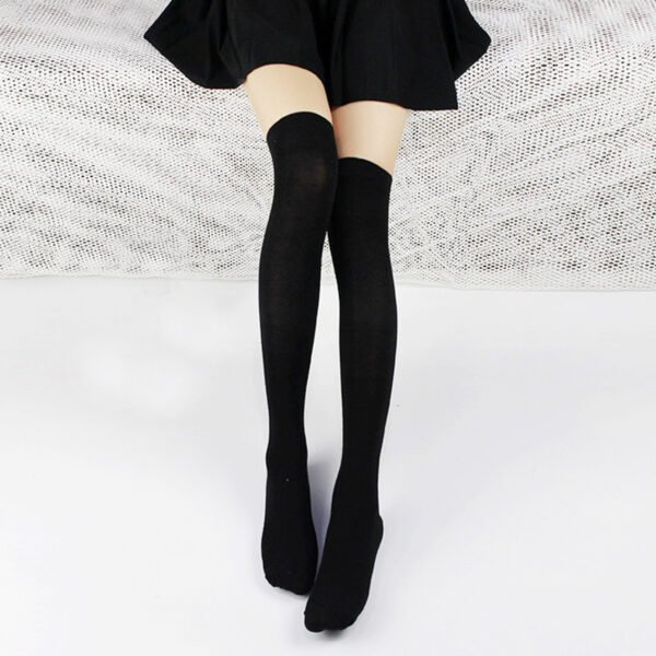Simple Solid Thigh High Socks, Thin All-match Over The Knee Socks, Women's Stockings & Hosiery - Image 3