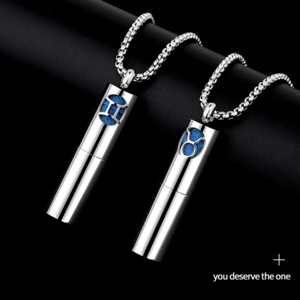Trendy Titanium Steel Zodiac Perfume Essential Oil Aromatherapy Pendant Necklace for Men - Image 6