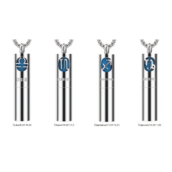 Trendy Titanium Steel Zodiac Perfume Essential Oil Aromatherapy Pendant Necklace for Men - Image 12