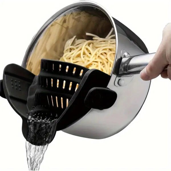 1pc Universal Silicone Strainer - Snap-On, Adjustable Fit for Various Cookware - Hassle-Free Draining for Pasta, Veggies & More - Image 5