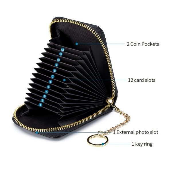 Premium RFID Blocking Card Holder Wallet - Secure Zip Around Design with Multiple Compartments for Easy Organization - Stylish Casual Style for Everyday Use - Image 14