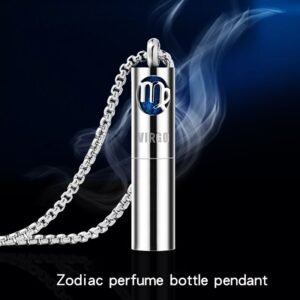 Trendy Titanium Steel Zodiac Perfume Essential Oil Aromatherapy Pendant Necklace for Men