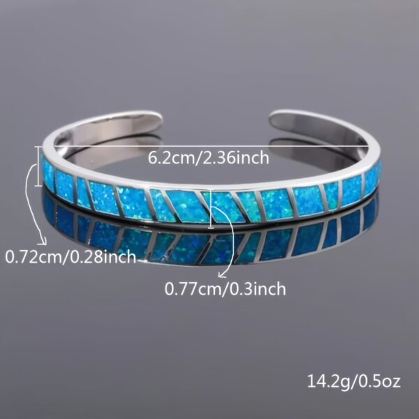 One Unique Vintage-Inspired Classic Blue Cuff Bangle - Timeless Elegant Design, Trendy Accessory, New Arrival 2023, Perfect for Any Occasion - Image 4
