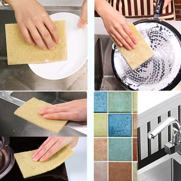 5pcs/pack Eco-Friendly Coconut Fiber Scouring Pads - Non-Scratch Sisal Cleaning Sponges for Dishes, Pans, and Pots - Odor Free, Compostable, and Biodegradable - Image 2