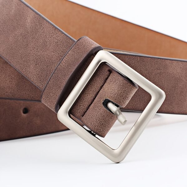 Women PU Belts For Jeans Luxury Brand Designer Belts Female Square Metal Pin Buckle Belt - Image 3