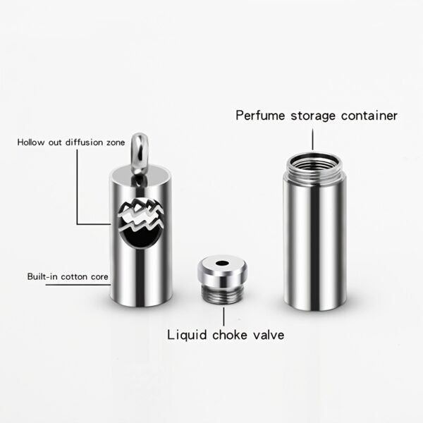 Trendy Titanium Steel Zodiac Perfume Essential Oil Aromatherapy Pendant Necklace for Men - Image 8