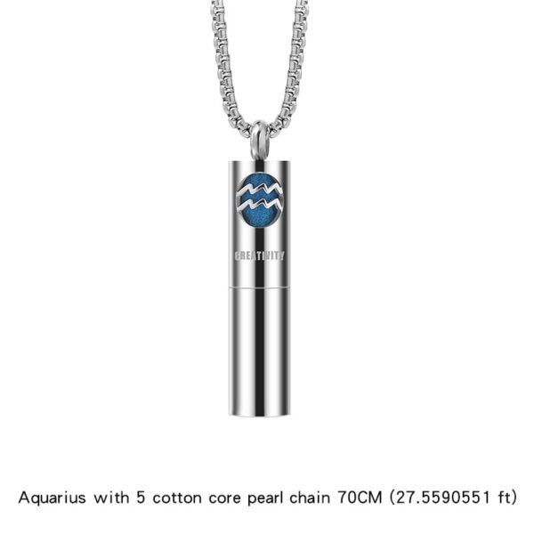 Trendy Titanium Steel Zodiac Perfume Essential Oil Aromatherapy Pendant Necklace for Men - Image 3
