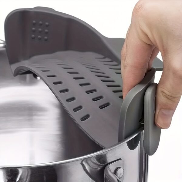 1pc Universal Silicone Strainer - Snap-On, Adjustable Fit for Various Cookware - Hassle-Free Draining for Pasta, Veggies & More - Image 2