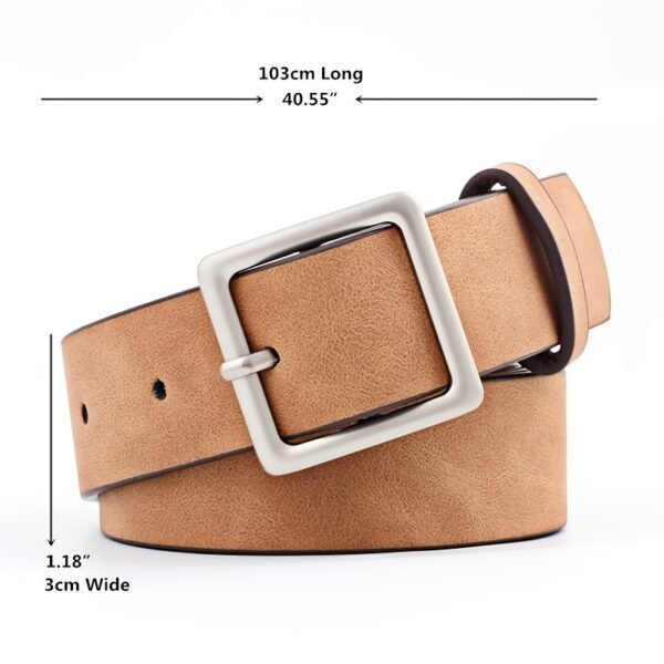 Women PU Belts For Jeans Luxury Brand Designer Belts Female Square Metal Pin Buckle Belt - Image 7