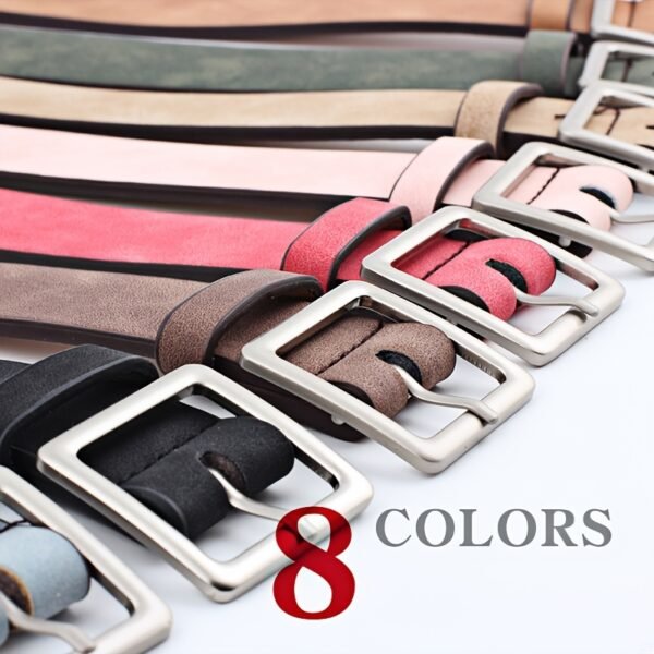 Women PU Belts For Jeans Luxury Brand Designer Belts Female Square Metal Pin Buckle Belt - Image 5