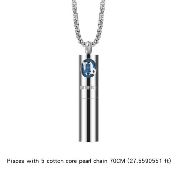 Trendy Titanium Steel Zodiac Perfume Essential Oil Aromatherapy Pendant Necklace for Men - Image 22