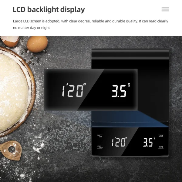 3kg/0.1g Scale with Timer Digital Multifunction Weighing Scale Pour - Image 5