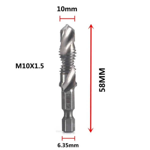 Hex Shank Titanium Plated HSS Screw Thread Metric Tap Drill Bits Screw Machine Compound Tap M3 M4 M5 M6 M8 M10 Hand Tools - Image 12