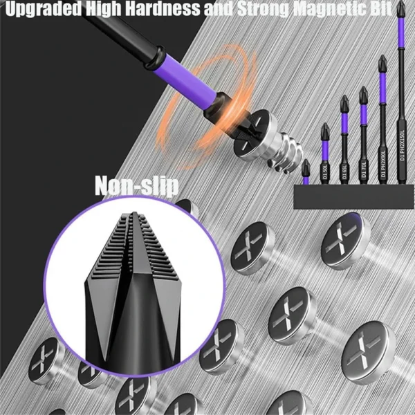 6/12 Pcs Magnetic Screwdriver Bits Non-slip Shockproof Phillips - Image 2