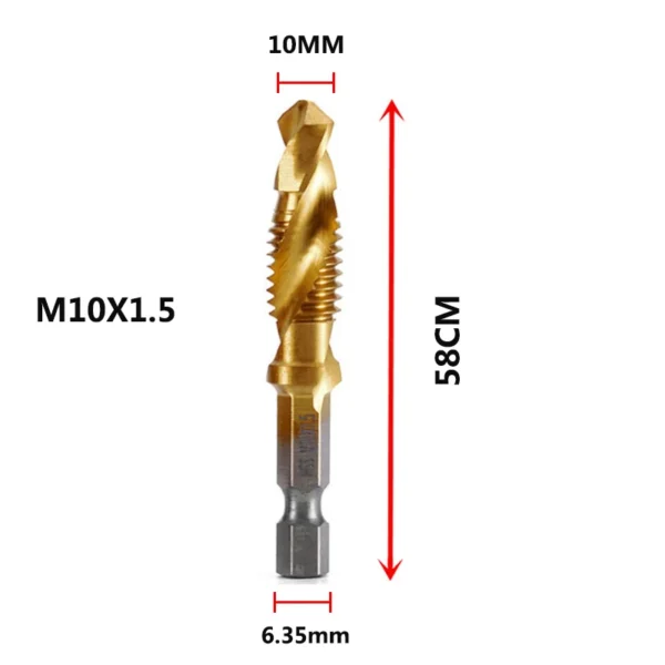 Hex Shank Titanium Plated HSS Screw Thread Metric Tap Drill Bits Screw Machine Compound Tap M3 M4 M5 M6 M8 M10 Hand Tools - Image 9