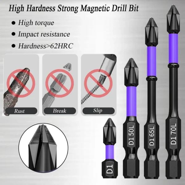 6/12 Pcs Magnetic Screwdriver Bits Non-slip Shockproof Phillips - Image 5