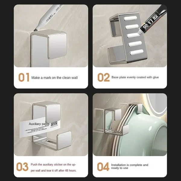 Stainless Steel Bathroom Basin Hook Wall Hangers Hooks - Image 6