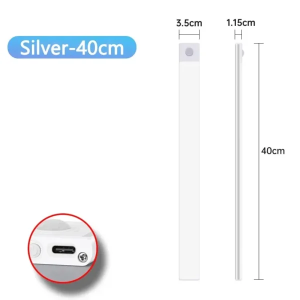 LED Cabinet Light USB Type-C Rechargeable Motion Sensor Led Lamp for Kitchen Wardrobe Cabinet Lighting 20cm/30cm/40cm/50cm/60cm - Image 9