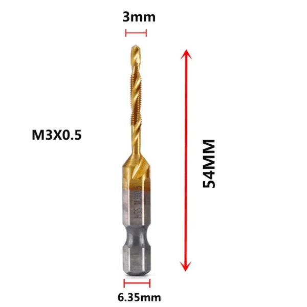 Hex Shank Titanium Plated HSS Screw Thread Metric Tap Drill Bits Screw Machine Compound Tap M3 M4 M5 M6 M8 M10 Hand Tools - Image 8