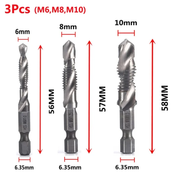 Hex Shank Titanium Plated HSS Screw Thread Metric Tap Drill Bits Screw Machine Compound Tap M3 M4 M5 M6 M8 M10 Hand Tools - Image 22