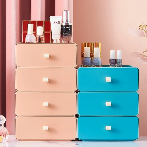 Desktop Drawer Storage Box Stackable Desk Storage Box with Handle - Image 4