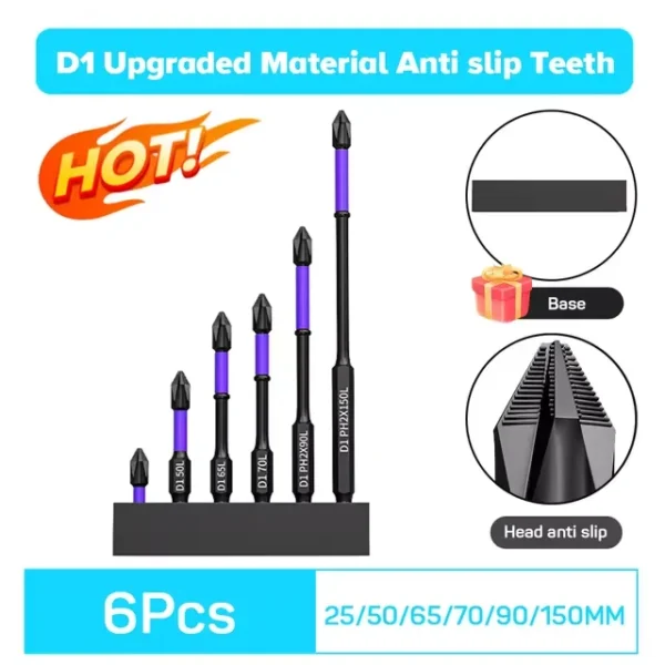 6/12 Pcs Magnetic Screwdriver Bits Non-slip Shockproof Phillips - Image 8