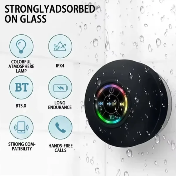Bathroom Waterproof Wireless LED Bluetooth Speaker - Image 6