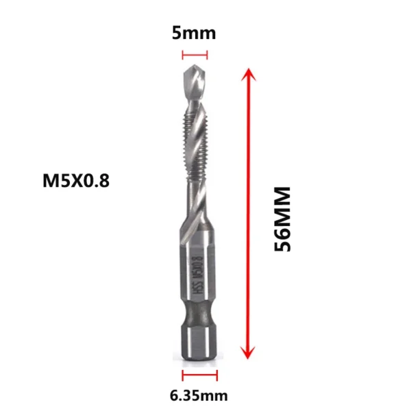 Hex Shank Titanium Plated HSS Screw Thread Metric Tap Drill Bits Screw Machine Compound Tap M3 M4 M5 M6 M8 M10 Hand Tools - Image 32