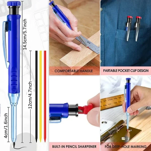 2.8mm Solid Carpenter Mechanical Pencil with Sharpener - Image 2
