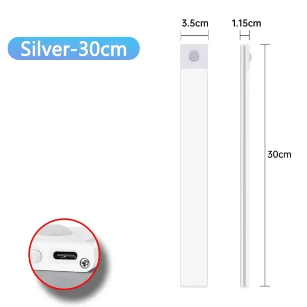 LED Cabinet Light USB Type-C Rechargeable Motion Sensor Led Lamp for Kitchen Wardrobe Cabinet Lighting 20cm/30cm/40cm/50cm/60cm - Image 8