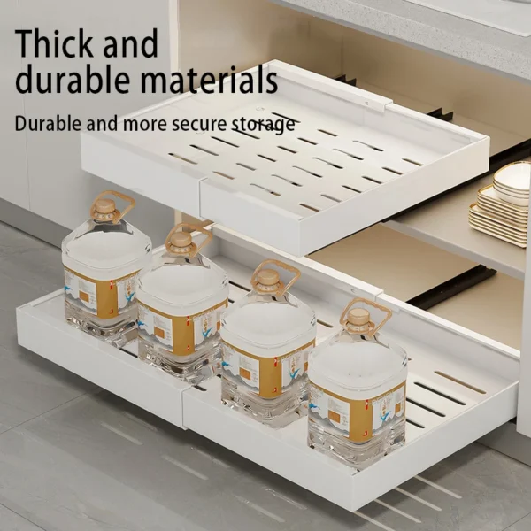 Expandable Pull Out Cabinet Organizer Metal Stick Slide Out  Drawers Storage Kitchen Adjustable Sliding Roll Out Cabinet Shelves - Image 2