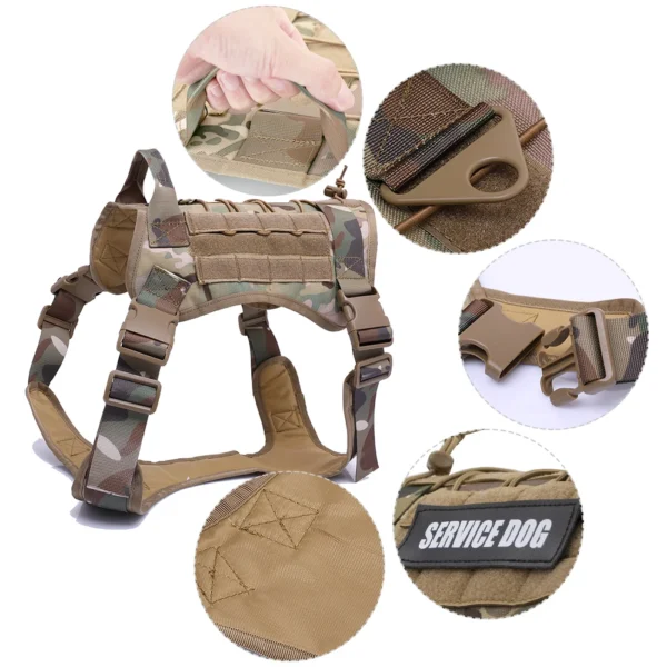 Large Dog Collar Military Dog Harness And Leash Set Pet Training Vest Tactical German Shepherd Harnesses For All Sizes Dogs - Image 3