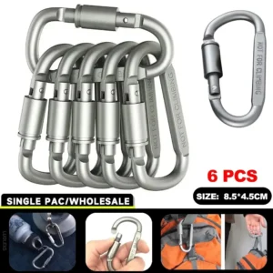 6pcs Carabiner Set For Key Camping Survival EDC Outdoor Keychain