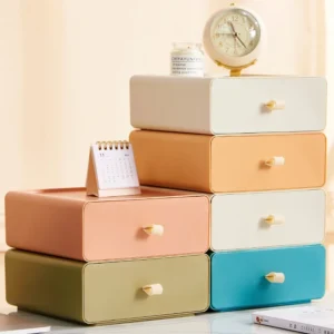 Desktop Drawer Storage Box Stackable Desk Storage Box with Handle