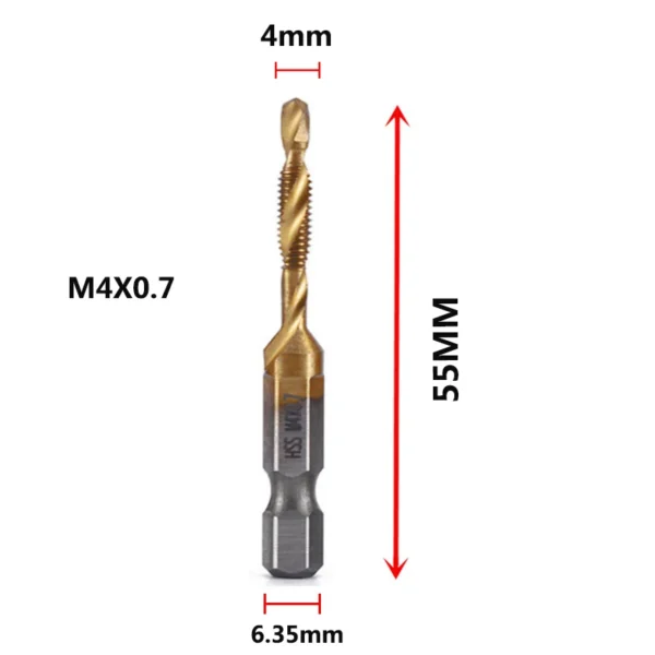 Hex Shank Titanium Plated HSS Screw Thread Metric Tap Drill Bits Screw Machine Compound Tap M3 M4 M5 M6 M8 M10 Hand Tools - Image 7
