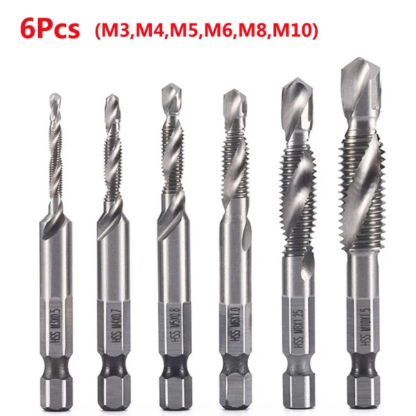 Hex Shank Titanium Plated HSS Screw Thread Metric Tap Drill Bits Screw Machine Compound Tap M3 M4 M5 M6 M8 M10 Hand Tools - Image 16