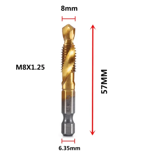 Hex Shank Titanium Plated HSS Screw Thread Metric Tap Drill Bits Screw Machine Compound Tap M3 M4 M5 M6 M8 M10 Hand Tools - Image 13