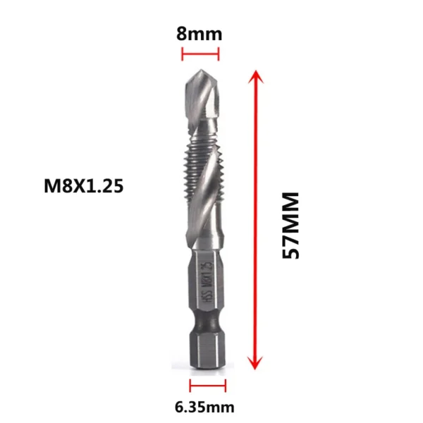 Hex Shank Titanium Plated HSS Screw Thread Metric Tap Drill Bits Screw Machine Compound Tap M3 M4 M5 M6 M8 M10 Hand Tools - Image 31