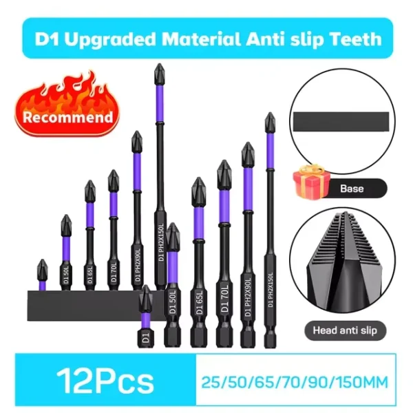 6/12 Pcs Magnetic Screwdriver Bits Non-slip Shockproof Phillips - Image 7