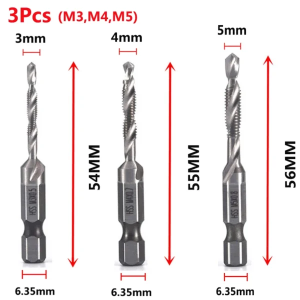 Hex Shank Titanium Plated HSS Screw Thread Metric Tap Drill Bits Screw Machine Compound Tap M3 M4 M5 M6 M8 M10 Hand Tools - Image 23