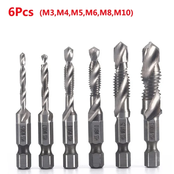 Hex Shank Titanium Plated HSS Screw Thread Metric Tap Drill Bits Screw Machine Compound Tap M3 M4 M5 M6 M8 M10 Hand Tools - Image 21